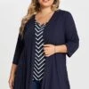 Navy Bias Stripe Layered 2-in-1 Tunic 2 Navy Bias Stripe Layered 2-in-1 Tunic -Meetcurve Shop c top001001 1