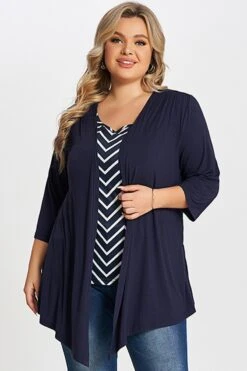 Navy Bias Stripe Layered 2-in-1 Tunic