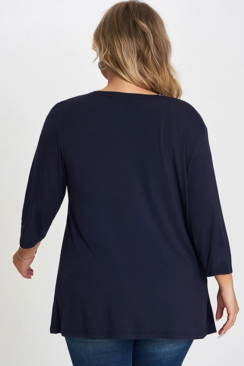 Navy Bias Stripe Layered 2-in-1 Tunic 3 Navy Bias Stripe Layered 2-in-1 Tunic - Image 2