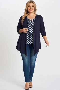 Navy Bias Stripe Layered 2-in-1 Tunic 11 Navy Bias Stripe Layered 2-in-1 Tunic -Meetcurve Shop c top001001 5