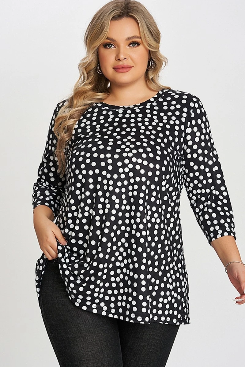 Black Dot Three Quarter Sleeves Tunic 3 Black Dot Three Quarter Sleeves Tunic