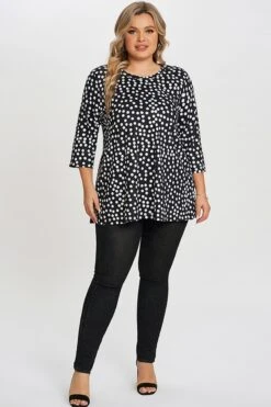 Black Dot Three Quarter Sleeves Tunic 10 Black Dot Three Quarter Sleeves Tunic -Meetcurve Shop c top002001 3