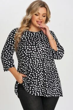 Black Dot Three Quarter Sleeves Tunic 13 Black Dot Three Quarter Sleeves Tunic -Meetcurve Shop c top002001 6