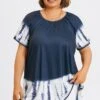 Tie-Dye Gauze Ruffle Short Sleeves Tunic 1 Tie-Dye Gauze Ruffle Short Sleeves Tunic -Meetcurve Shop c top042001 1