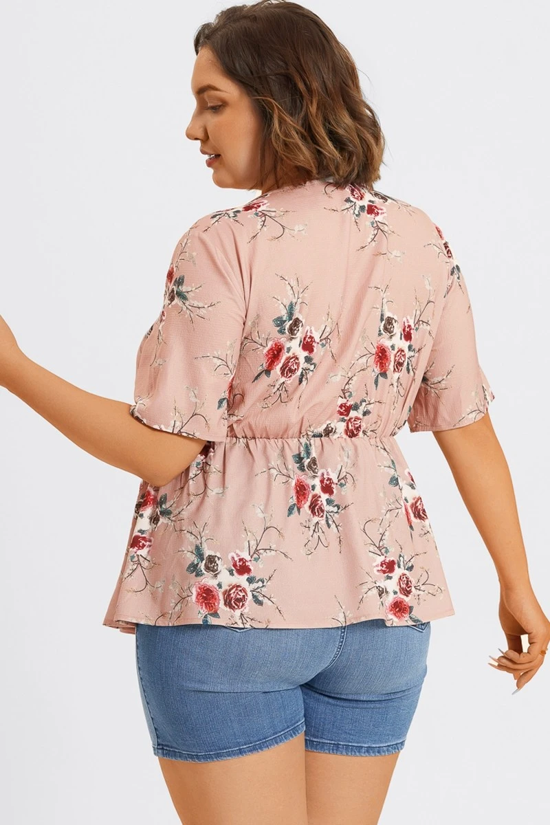 Floral Print Wrap Ruffles Asymmetrical Hem Blouse 4 Floral Print Wrap Ruffles Asymmetrical Hem Blouse - Image 2