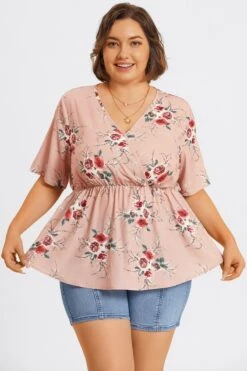 Floral Print Wrap Ruffles Asymmetrical Hem Blouse 10 Floral Print Wrap Ruffles Asymmetrical Hem Blouse -Meetcurve Shop c topbc030001 3