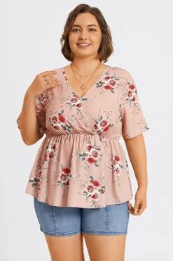 Floral Print Wrap Ruffles Asymmetrical Hem Blouse 11 Floral Print Wrap Ruffles Asymmetrical Hem Blouse -Meetcurve Shop c topbc030001 4