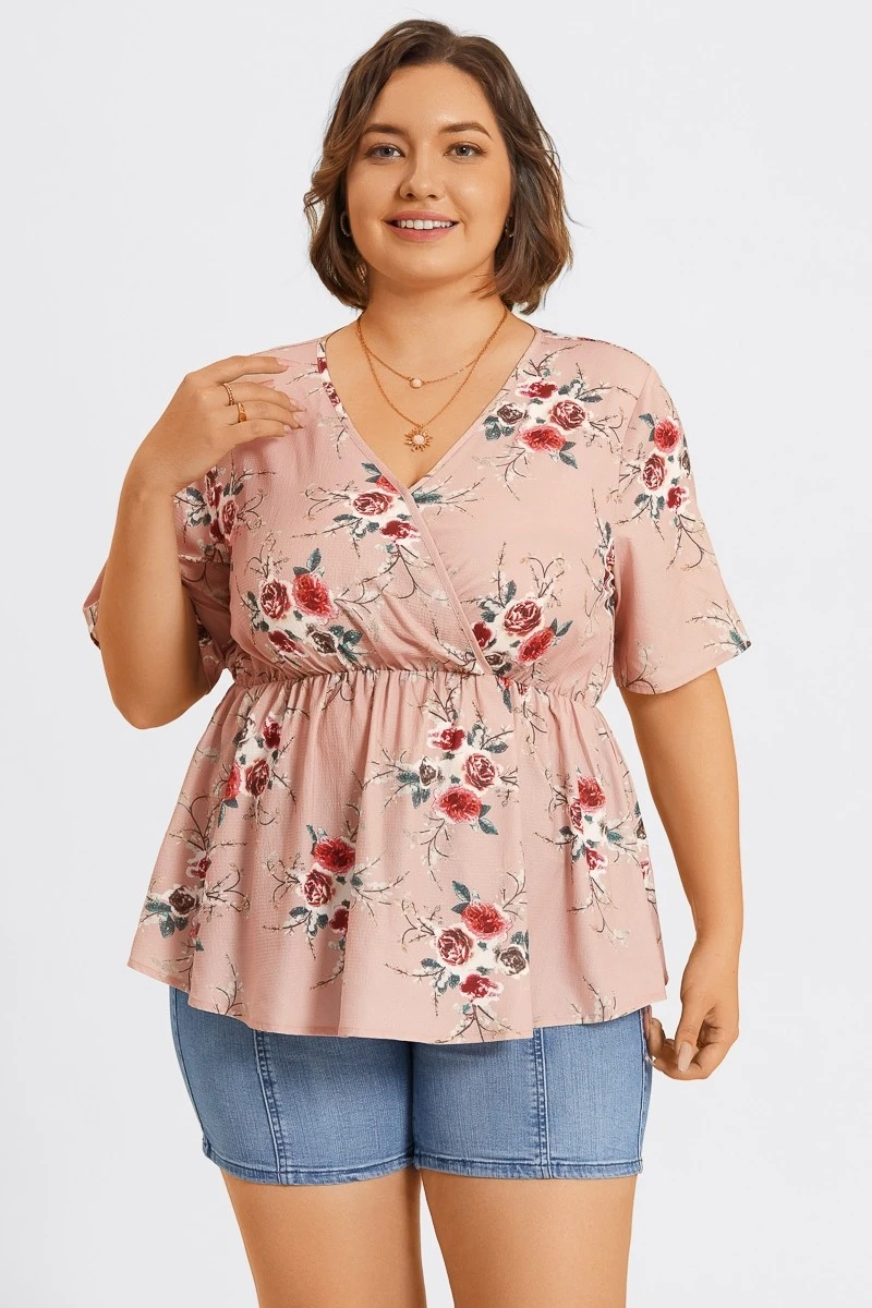 Floral Print Wrap Ruffles Asymmetrical Hem Blouse 6 Floral Print Wrap Ruffles Asymmetrical Hem Blouse - Image 4