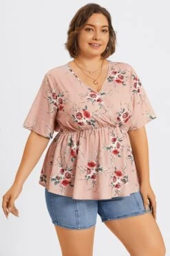 Floral Print Wrap Ruffles Asymmetrical Hem Blouse 12 Floral Print Wrap Ruffles Asymmetrical Hem Blouse -Meetcurve Shop c topbc030001 5