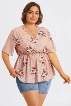 Floral Print Wrap Ruffles Asymmetrical Hem Blouse 13 Floral Print Wrap Ruffles Asymmetrical Hem Blouse -Meetcurve Shop c topbc030001 6