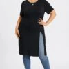 Black Crew Neck Split Front Long Tunic 2 Black Crew Neck Split Front Long Tunic -Meetcurve Shop c topbc032001 1