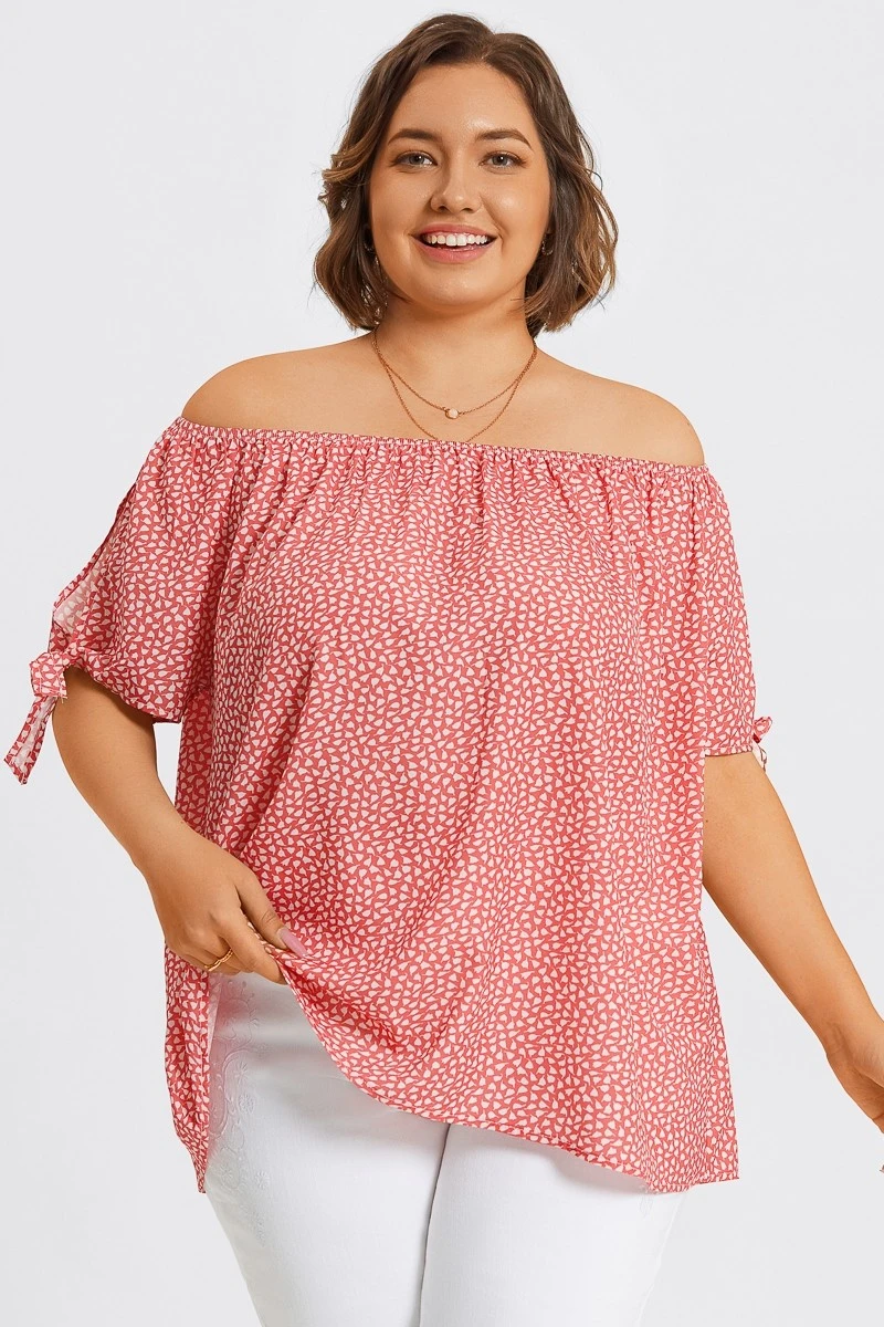 Loose Cut Off-Shoulder Tie Detail Top 7 Loose Cut Off-Shoulder Tie Detail Top - Image 5