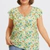 Plus Size Allover Floral Print Butterfly Sleeve Blouse -Meetcurve Shop c topbc040001 1
