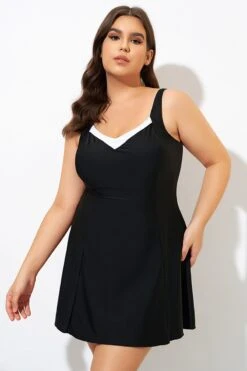 Classic Wide Straps Sweetheart Neckline Swimdress -Meetcurve Shop dsc00101