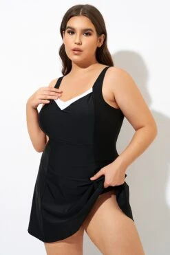 Classic Wide Straps Sweetheart Neckline Swimdress -Meetcurve Shop dsc00119