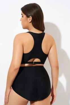 Black Twist Front Adjustable Back Latch Bikini Top -Meetcurve Shop dsc00245