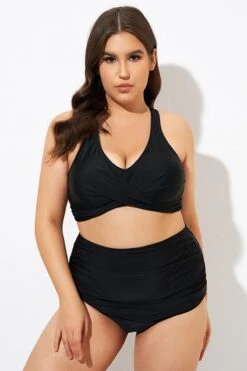 Black Twist Front Adjustable Back Latch Bikini Top -Meetcurve Shop dsc00250