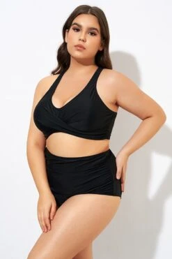 Black Twist Front Adjustable Back Latch Bikini Top -Meetcurve Shop dsc00284