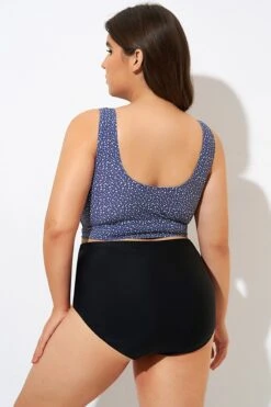 Freckle Dot Ardosia Long Line Swim Bikini Top -Meetcurve Shop dsc00296