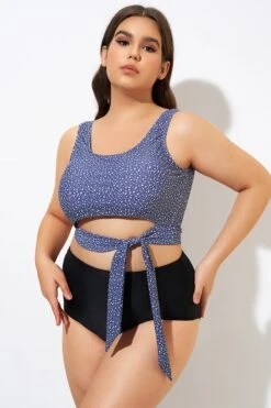 Freckle Dot Ardosia Long Line Swim Bikini Top -Meetcurve Shop dsc00321