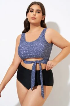 Freckle Dot Ardosia Long Line Swim Bikini Top -Meetcurve Shop dsc00330