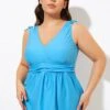 Blue Ruched Retro V Neck Tankini Top 2 Blue Ruched Retro V Neck Tankini Top -Meetcurve Shop dsc00369