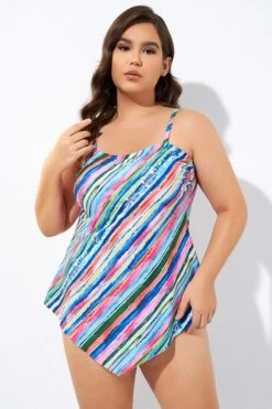 Multi Color Scarf Bandeau Longer Length Tankini Top -Meetcurve Shop dsc06682 1
