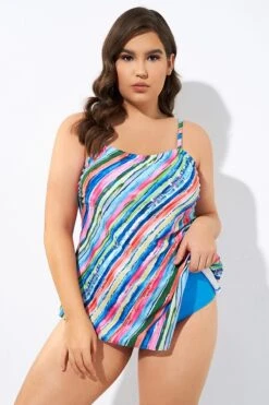 Multi Color Scarf Bandeau Longer Length Tankini Top -Meetcurve Shop dsc06684 1