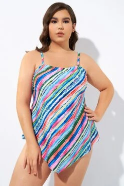 Multi Color Scarf Bandeau Longer Length Tankini Top -Meetcurve Shop dsc06693 1