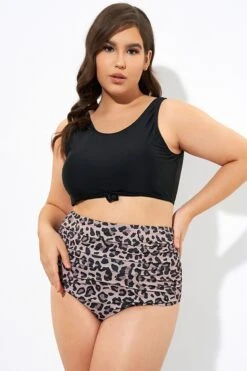 Black Wide Strap Knot Front Bikini Top -Meetcurve Shop dsc07099