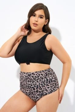 Black Wide Strap Knot Front Bikini Top -Meetcurve Shop dsc07126