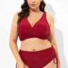 Red Twist Front Cross Back&Front Bikini Top -Meetcurve Shop dsc07169
