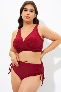 Red Twist Front Cross Back&Front Bikini Top -Meetcurve Shop dsc07185