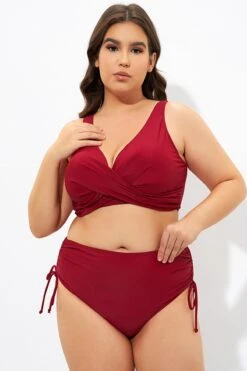 Red Twist Front Cross Back&Front Bikini Top -Meetcurve Shop dsc07194