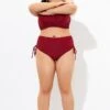 Red Drawstring Side High Waisted Bikini Bottom 2 Red Drawstring Side High Waisted Bikini Bottom -Meetcurve Shop dsc07324