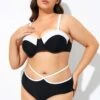 Black And White Sweetheart Neckline Underwire Bikini Top -Meetcurve Shop dsc07495