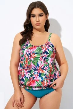 Meetcurve Shop 25 Adjustable Straps Lightweight Blouson Tankini Top