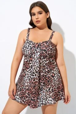 Women Adjustable Straps Two Piece Flyaway SwimDress