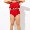 Red Women High Waist Swim Brief -Meetcurve Shop dsc08621