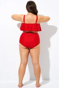 Red Women High Waist Swim Brief -Meetcurve Shop dsc08636