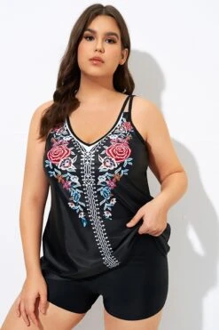 Elegant Tribal Printed Double Straps Tankini Top -Meetcurve Shop dsc08758