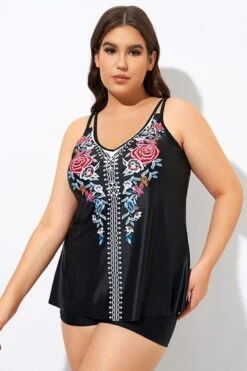 Elegant Tribal Printed Double Straps Tankini Top -Meetcurve Shop dsc08778