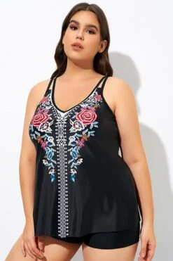 Elegant Tribal Printed Double Straps Tankini Top -Meetcurve Shop dsc08788