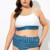 Teal Striped Women Bikini Top -Meetcurve Shop dsc08882