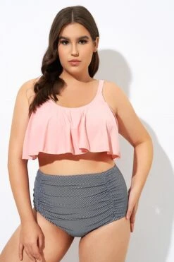 Womens High Waisted Falbala 2 Tiered Bikini Top -Meetcurve Shop dsc08937 1