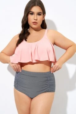 Womens High Waisted Falbala 2 Tiered Bikini Top -Meetcurve Shop dsc08938 1