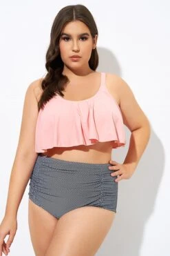 Womens High Waisted Falbala 2 Tiered Bikini Top -Meetcurve Shop dsc08939 1