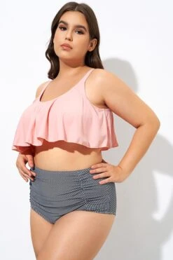 Womens High Waisted Falbala 2 Tiered Bikini Top -Meetcurve Shop dsc08969 1