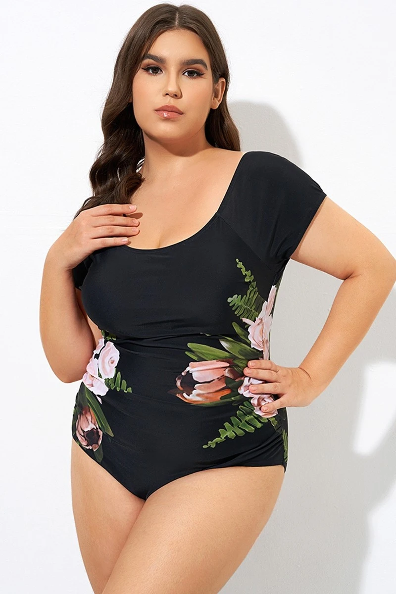 Black Mesh Flower Lady One Piece Swimsuit 3 Black Mesh Flower Lady One Piece Swimsuit