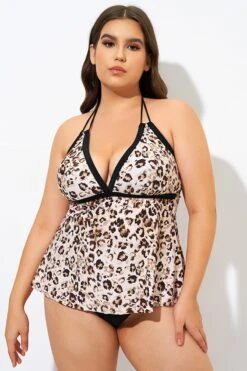 Modern Leopard Print Loop Strap Tankini Top -Meetcurve Shop dsc09400